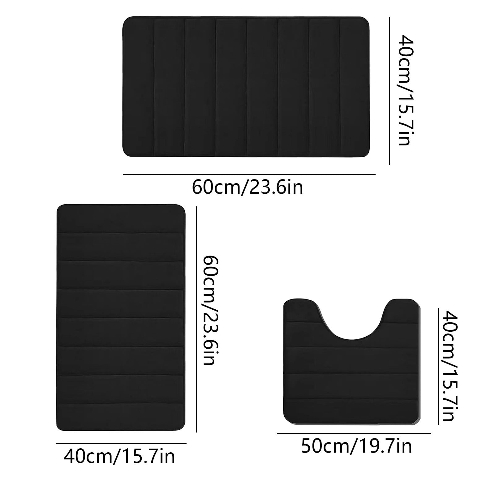 Memory Foam Toilet Rug, Non-Slip Bathroom Rugs, Toilet Rugs U Shaped Washable, Commode Contour Rug, Soft Comfortable Super Water Absorption #3_Black — image 3