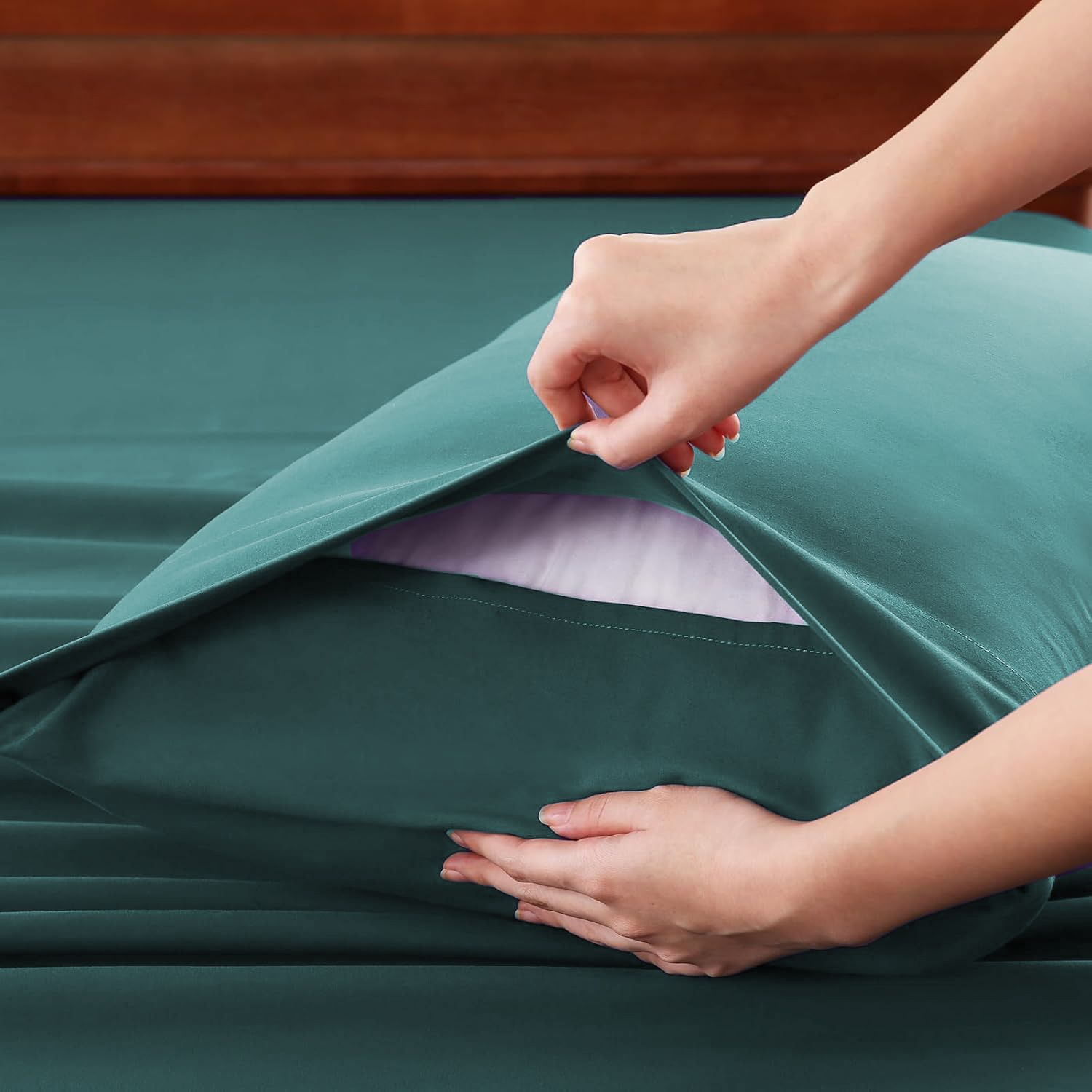 Hotel Soft Bed Sheet Set- Bedding Sheets & Pillowcases -Breathable Bedding - Wrinkle, Fade, Stain Resistant-Deep Pocket Flat Fitted Bed Sheet Set(Biscay — image 6