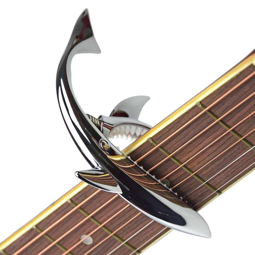 Zinc Alloy Guitar Capo Shark Capo for Acoustic and Electric Guitar with Good Hand Feeling, No Fret Buzz and Durable(Silver) โ image 4