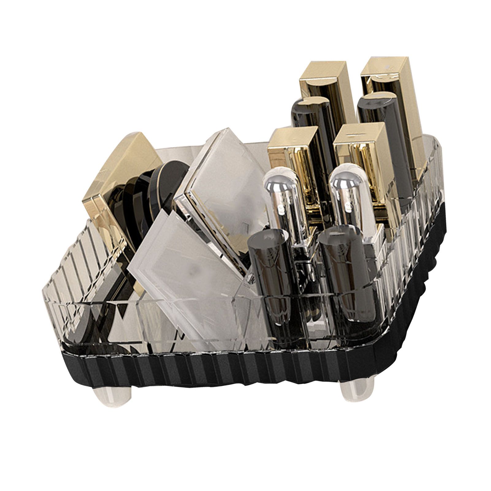 Makeup Organizer with Multiple Compartments Anti Slip Plastic Vanity Makeup Organizer for Cosmetics Lipsticks Jewelry Transparent Black โ image 2