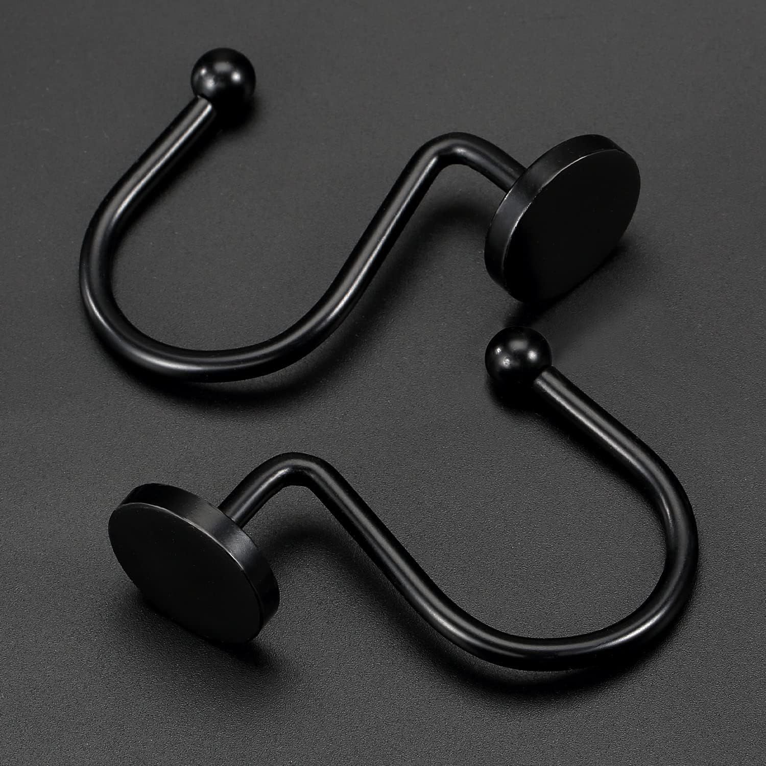 12 Piece Stainless Steel S Shaped Shower Curtain Hooks Black — image 3