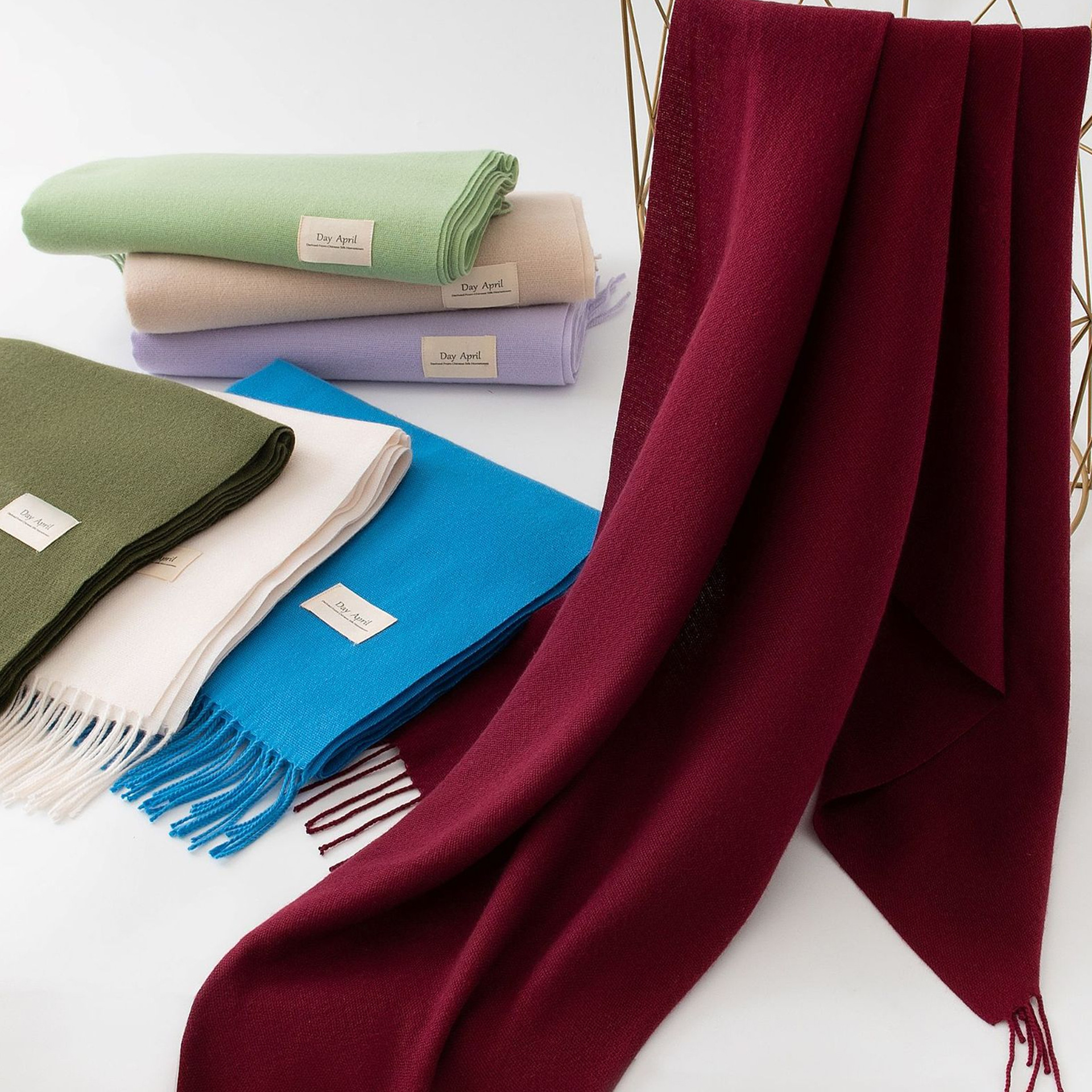 Green Autumn & Winter Korean-Style Women's Cashmere-Like Scarf – Solid Color, Warm, Versatile Wrap — image 2