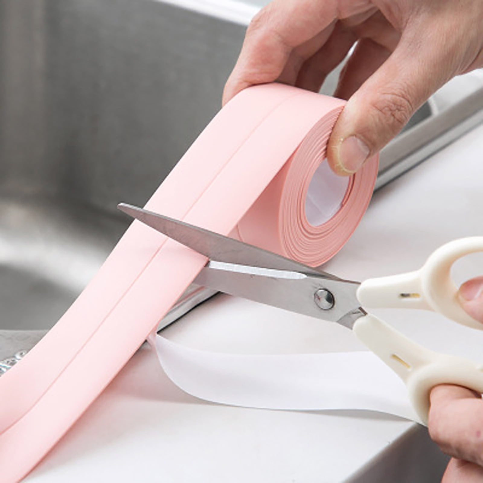 1 Roll PE Self Adhesive Caulk Tape, Mildew Resistant Waterproof Sealing Strip for Baths, Showers, Toilets, Kitchen Benches and Tiles, Green โ image 5
