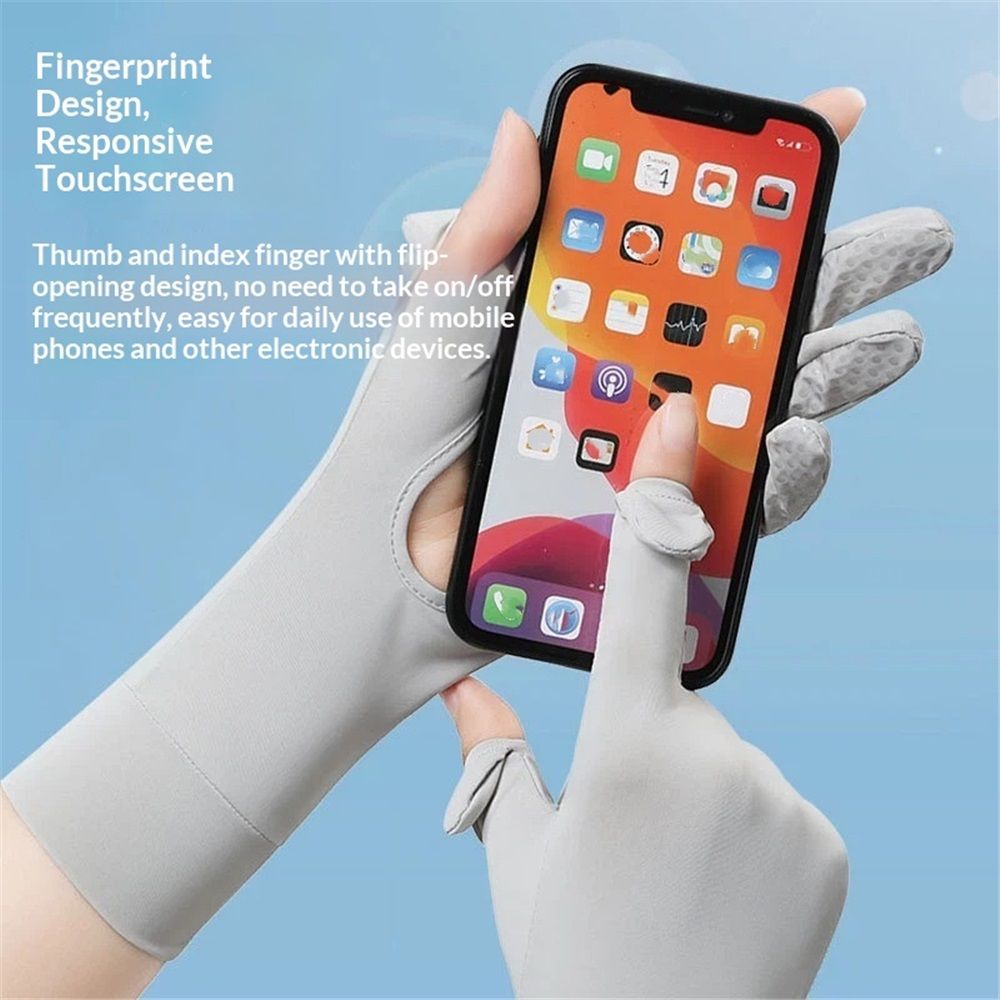 2 pairs Thin Sun UV Protection Driving Gloves for Women, Exposed Finger Hollow Palm, Spring and Autumn Cycling(One Size) โ image 5