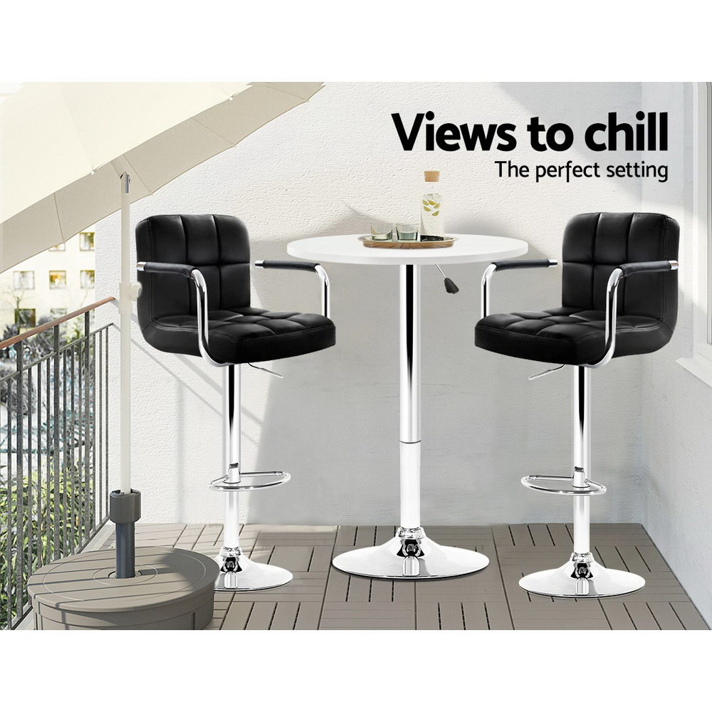 Artiss Bar Table Gas Lift Round White โ image 4
