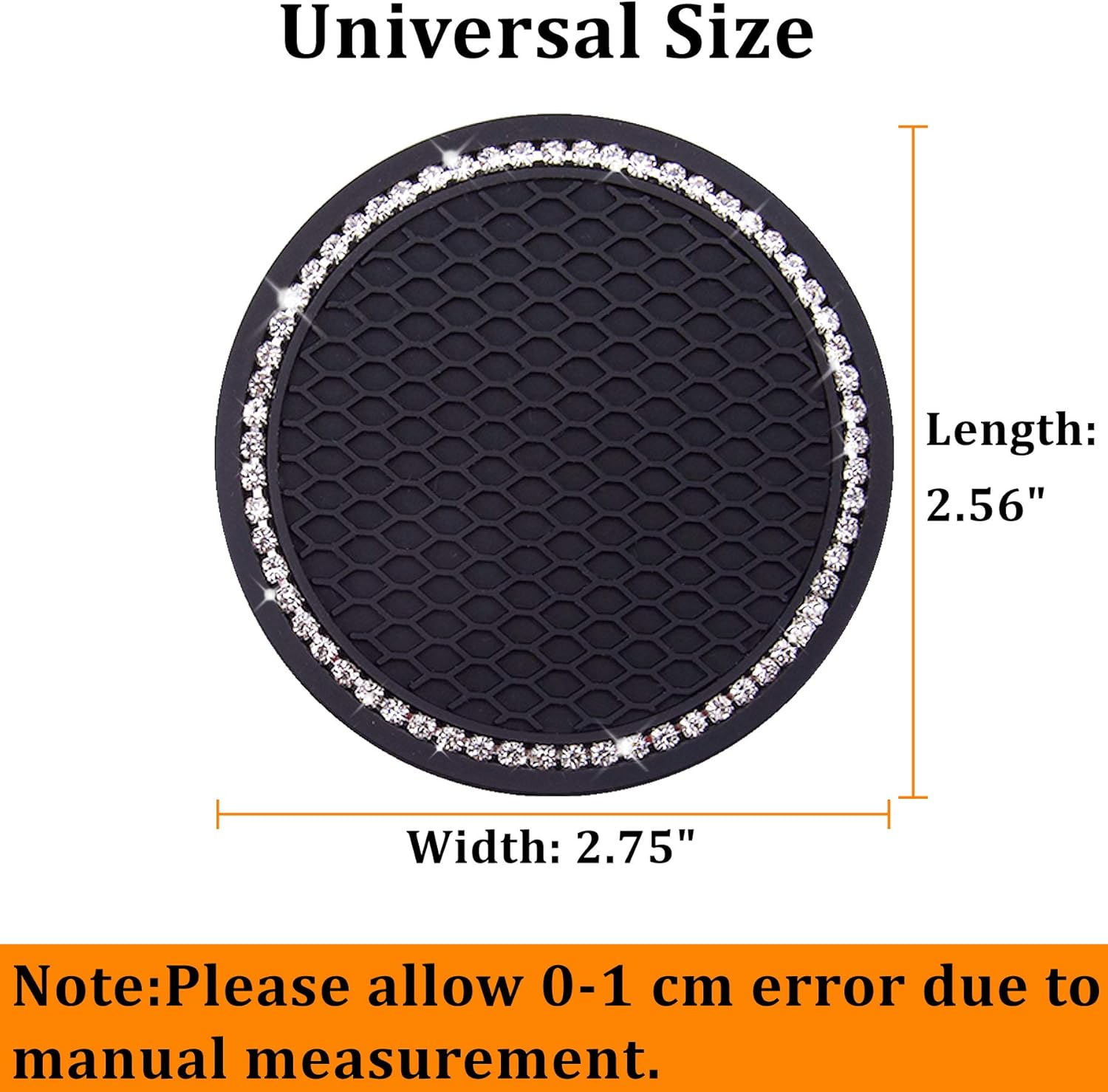 Nice car coasters 2 pieces Universal car cup holder inserts Coasters 2-75 inch Silicone non-slip sparkling crystal diamond Car accessories for women and ladies — image 2