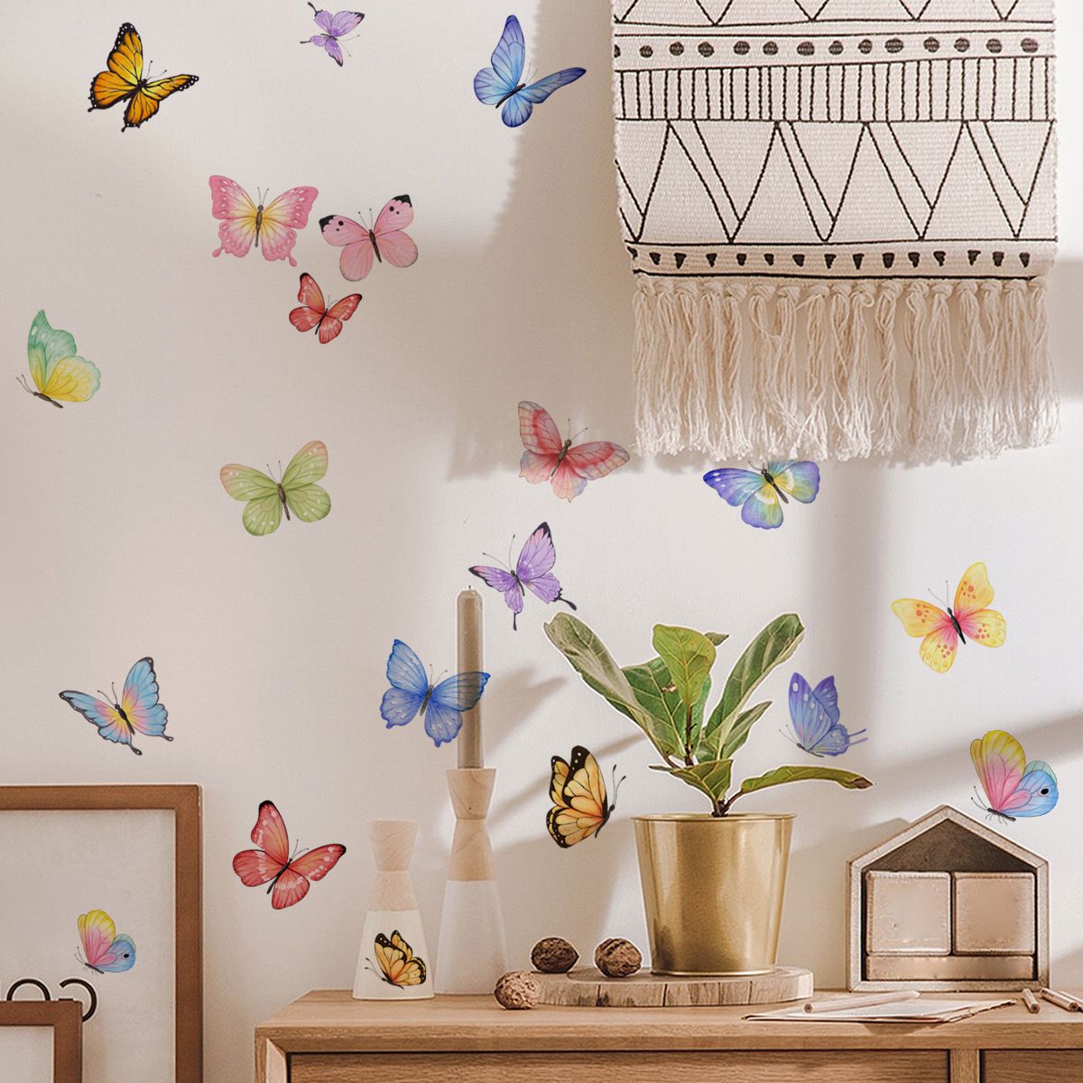 Fresh Watercolor Butterfly Wall Stickers Living Room Bedroom Background Wall Decals Children's Bedroom Children's Room โ image 3
