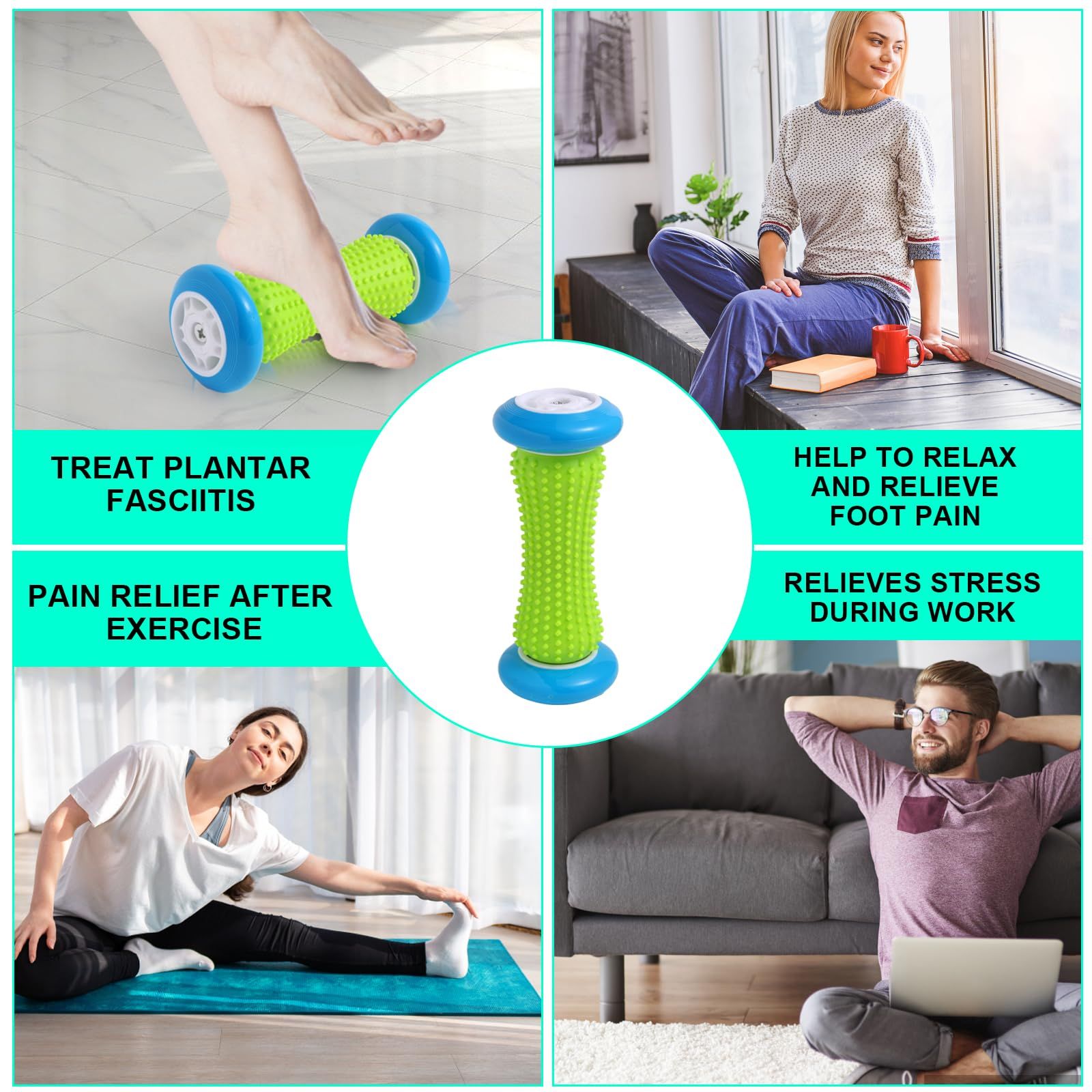 Plantar Fasciitis Relief, Foot Roller for Plantar Fasciitis and Neuropathy, Reflexology Massager Tool(Blue) — image 4