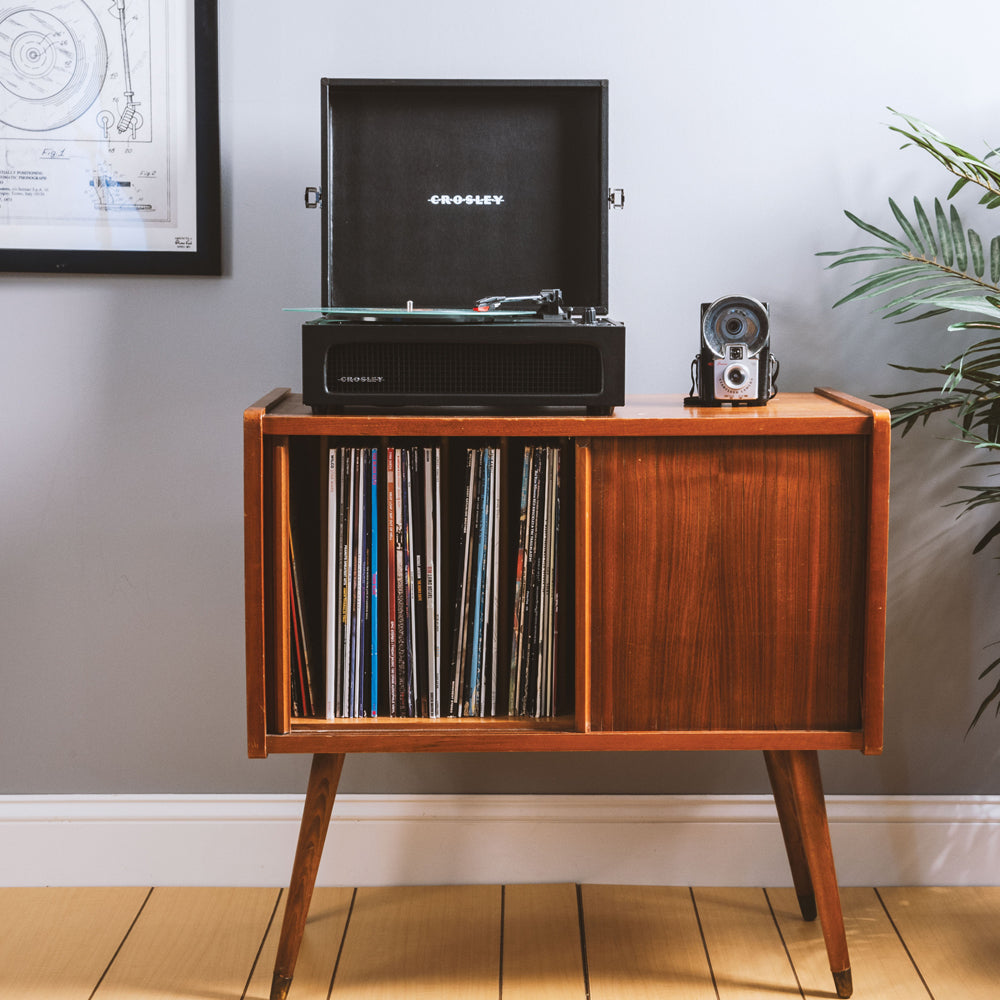 Crosley Voyager Bluetooth Portable Turntable - Black + Gadhouse Vinyl Rack Bundle - Black — image 5