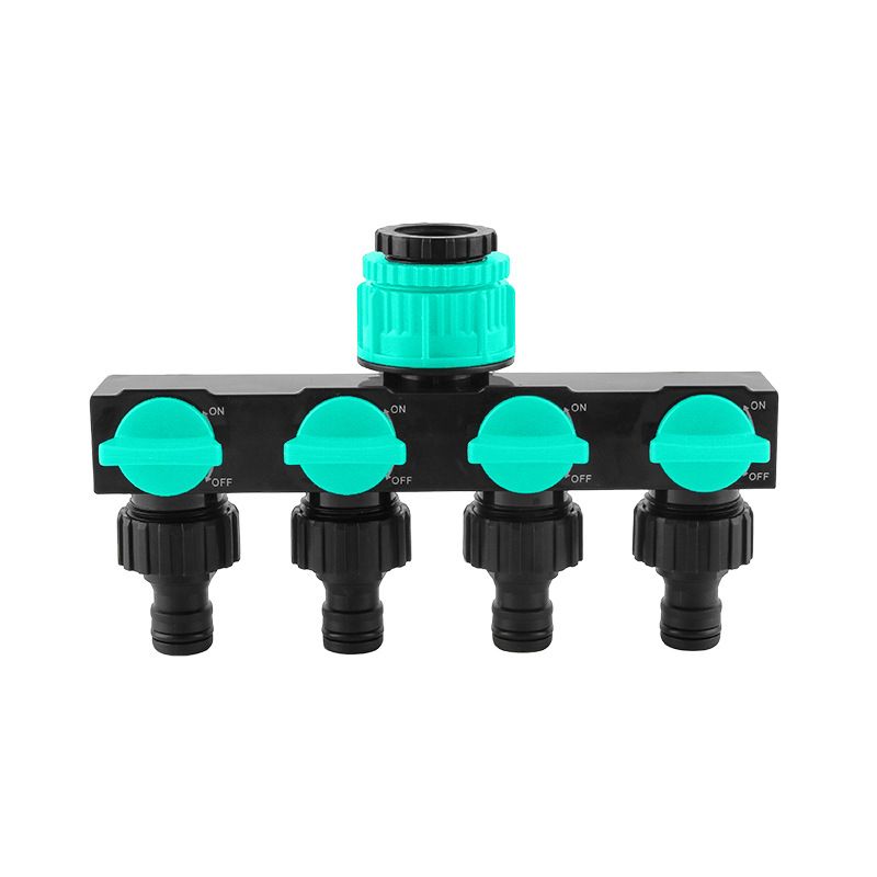 4-Way Independent Valve Garden Hose Splitter: Leak-Proof Faucet Connector, All-in-One for Watering, Car Washing and Sprinkler Systems, Essential Outdoor Tool