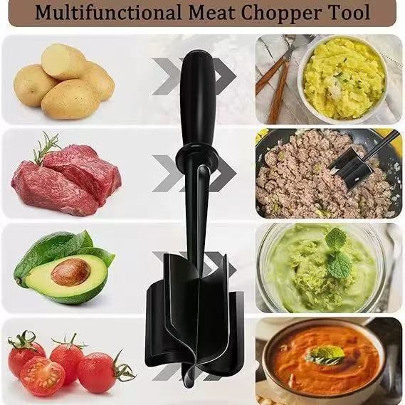3-pieces Red Premium Heat Resistant Meat Chopper - Ground Meat Masher Utensil for Hamburger & Non-Stick Pans โ image 2