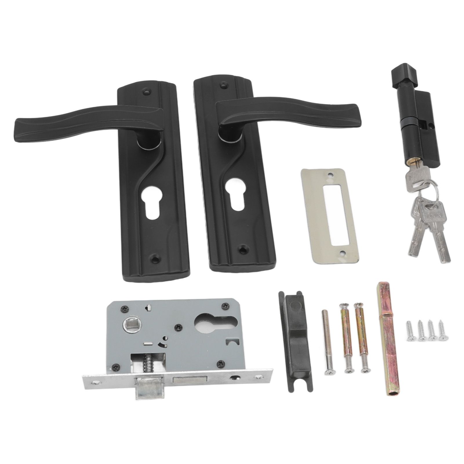 Door Handle Lock Manganese Steel Silent Bearing Universal Door Lever Lock Set with Keys for Home Bedroom Black — image 3
