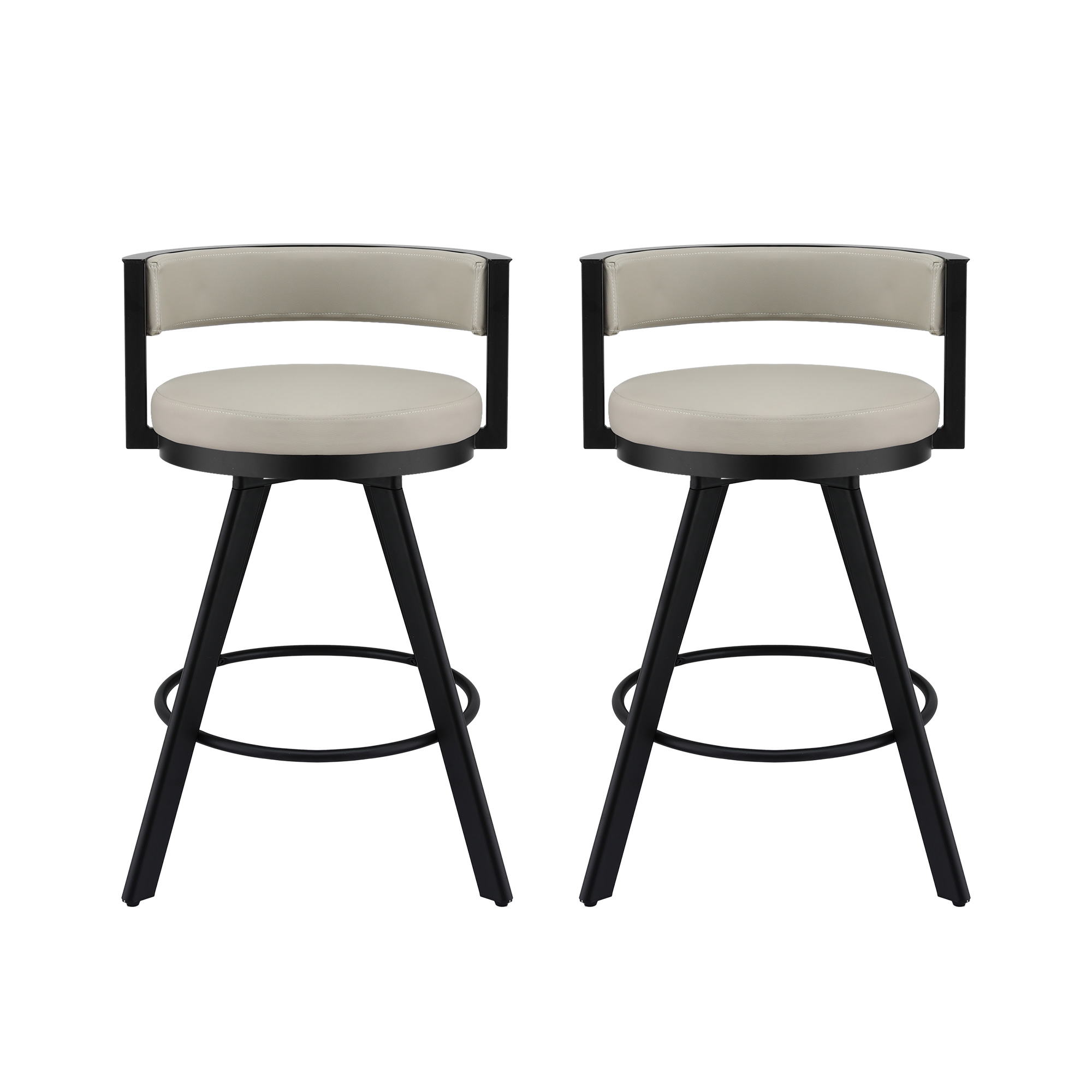 Artiss Bar Stools Set of 2 Swivel Kitchen Chair Metal Counter Beige Leather — image 3