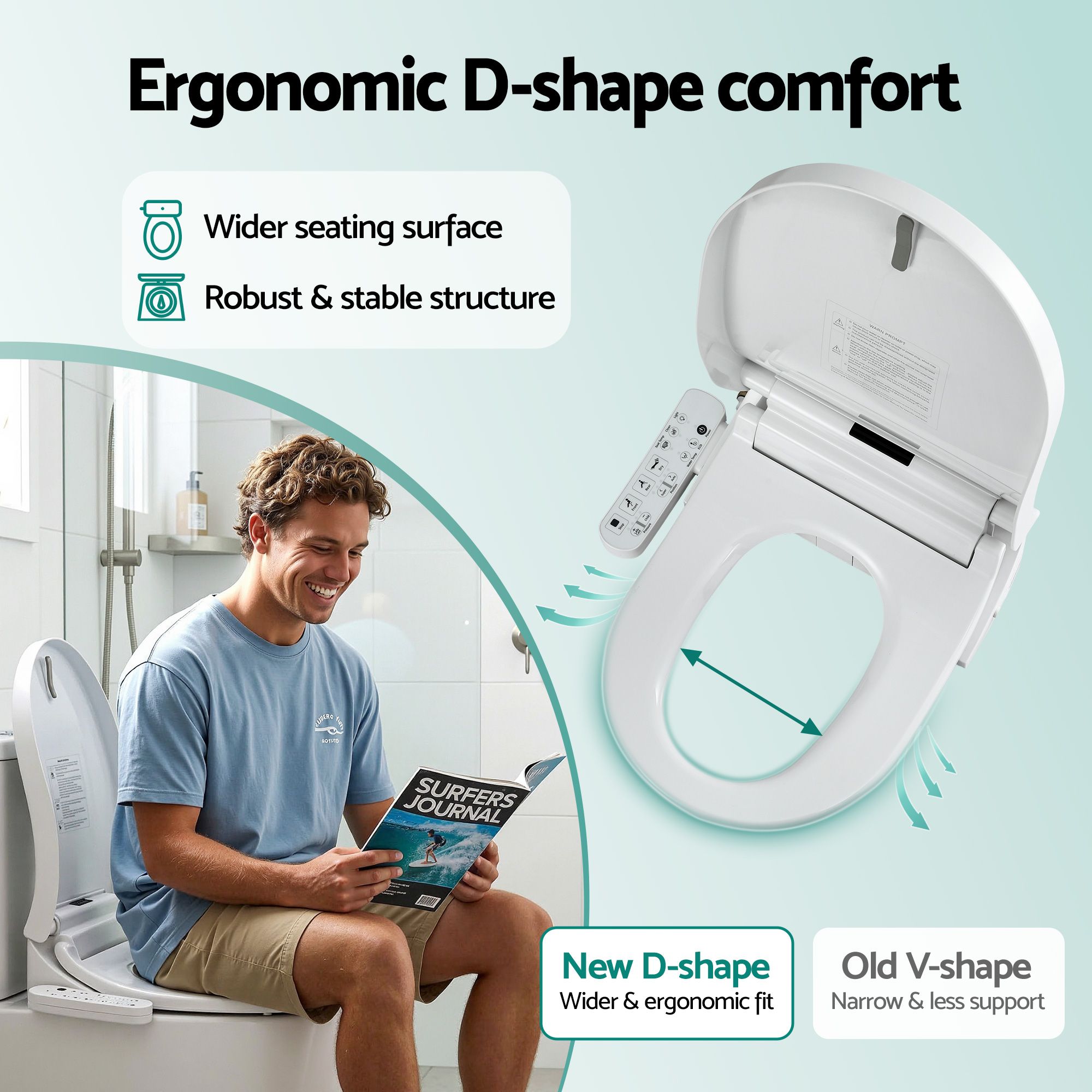Cefito Smart Electric Bidet Toilet Seat Cover D-Shape SIAA Material Certified โ image 5
