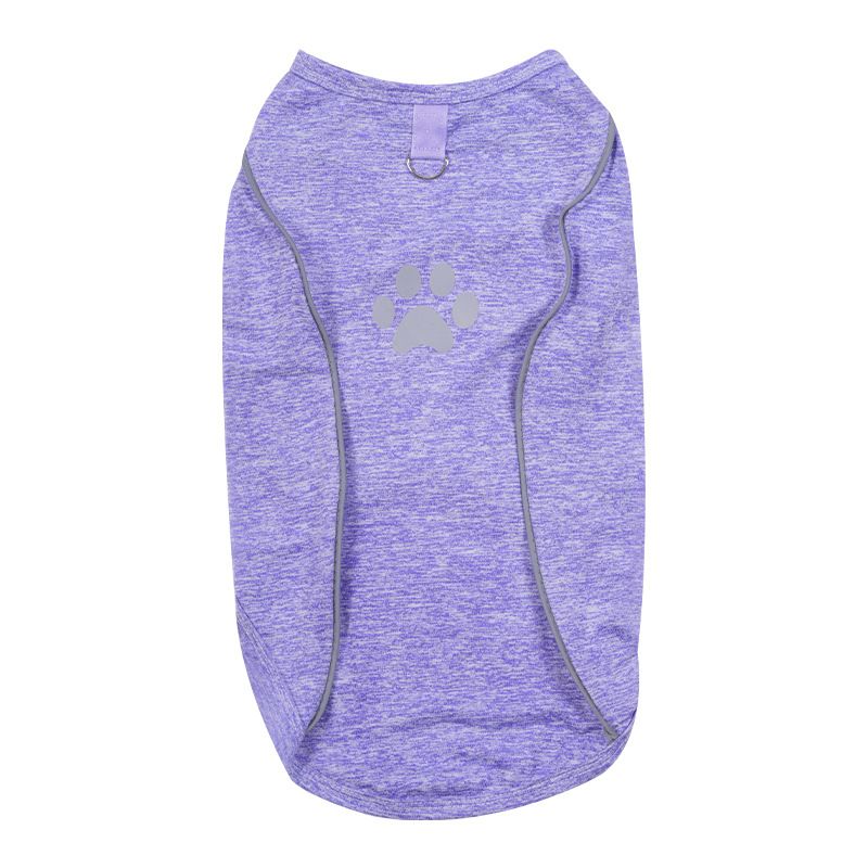 Lele Meow Reflective Vest Dog Clothes Poly Cotton Traction buckle reflective strip vest-purple S back length 29 bust 39 neck circumference 28