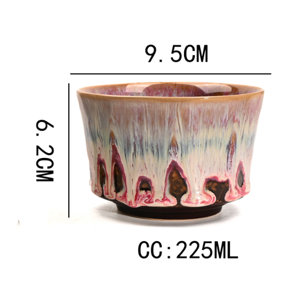 Blue 225ml Ceramic Kiln Glazed Coffee Latte Art Cup - Retro Style Matcha Bowl โ image 2