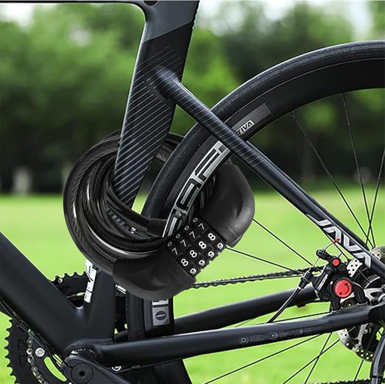 Bike Cable Lock 6FT Long, 4 Digit Resettable Combination Lock, Heavy Duty Steel Cable with Waterproof Vinyl Coating Anti Theft Security Lock for Road Bike β image 5