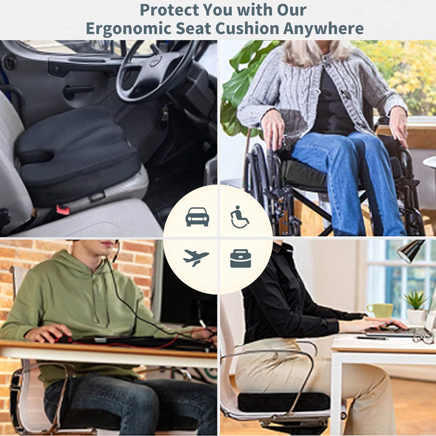 Cooling Gel Seat Cushion for Long Sitting - Memory Foam Chair Pillow for Sciatica Pain Relief - Orthopedic Gel & Memory Foam — image 5