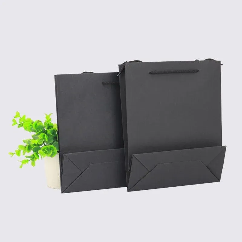 150Pcs Bulk Black Paper Bags Gift Shopping Carry Craft Bag With Cutton Handles - 17*24*10cm — image 6
