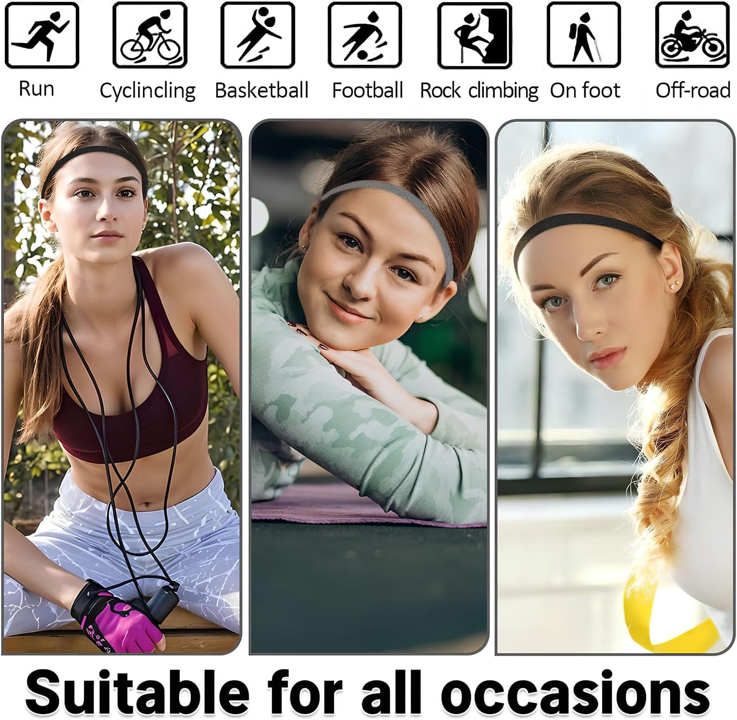4 Pack Sports Headbands for Women Elastic Non-Slip Absorb Sweat 4 Colors โ image 4