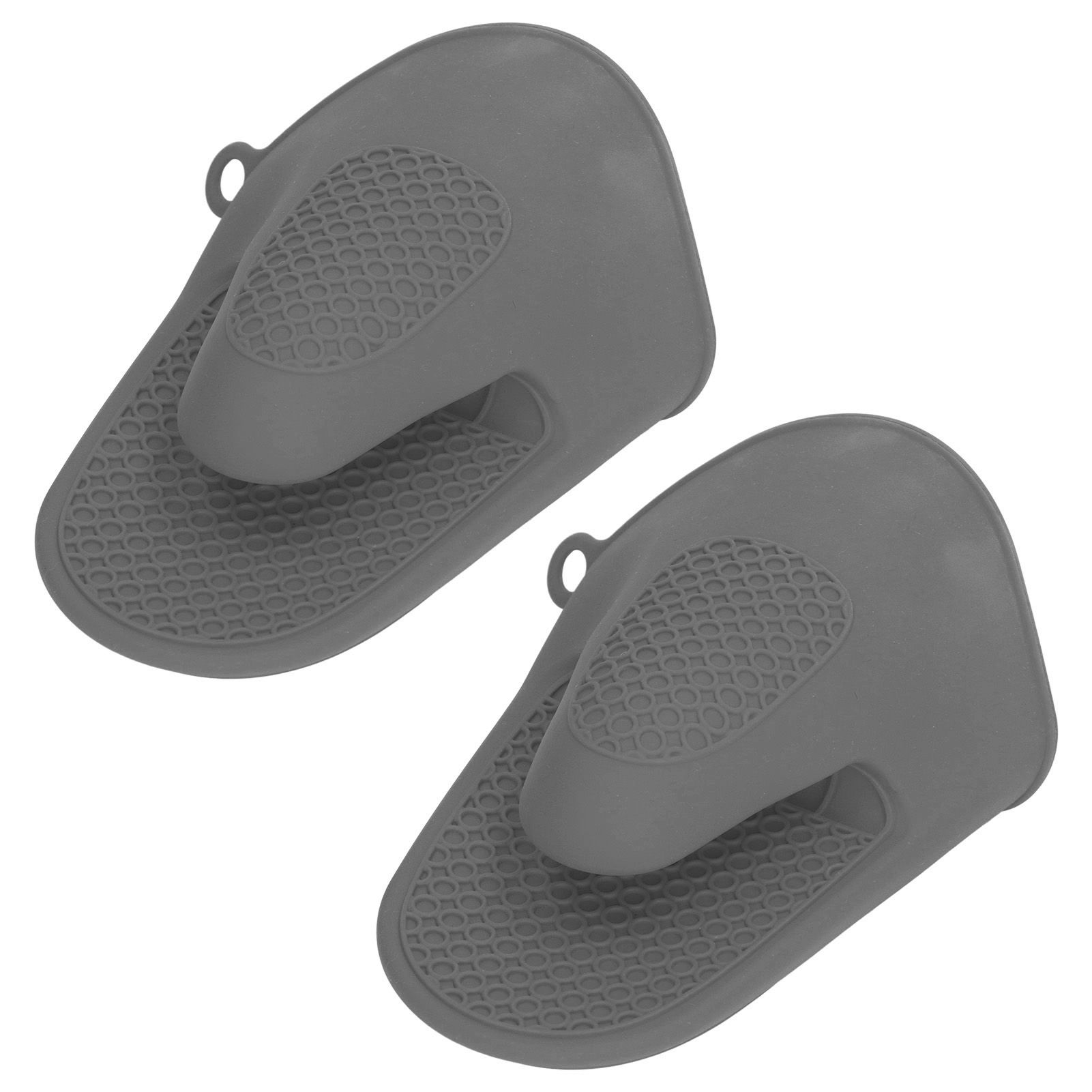 2pcs Oven Mitts Mini Silicone Thickened Anti Scalding Cooking Pinch Mitts for Kitchen Grey โ image 2