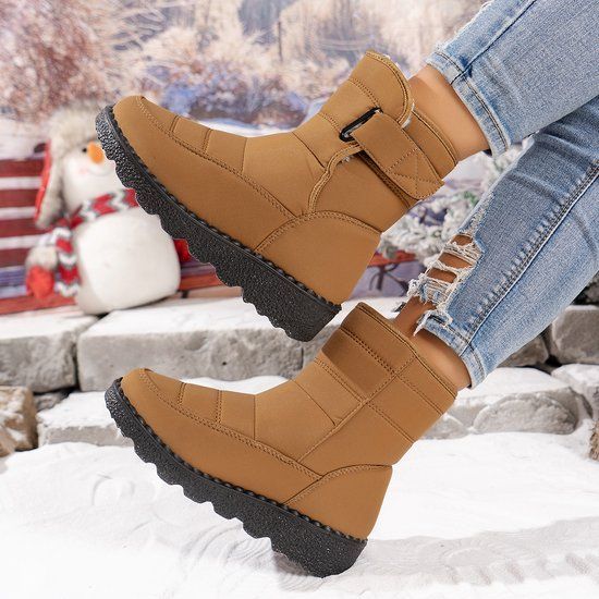 Women's Waterproof Snow Boots, Warm Fleece-Lined Winter Boots with Non-Slip Outdoor Sole for Cold Weather Walking, Size 45, Turmeric โ image 3