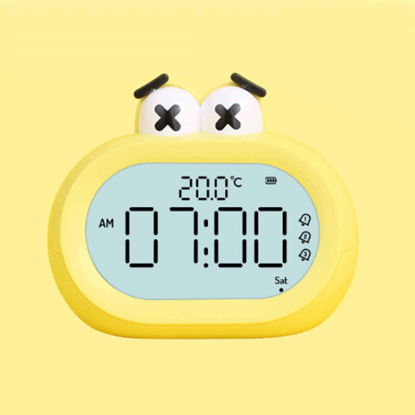 Kids Alarm Clock Cartoon Cute Intelligent Battery Operated Digital LED Electronic Clock with Night Light Yellow โ image 4