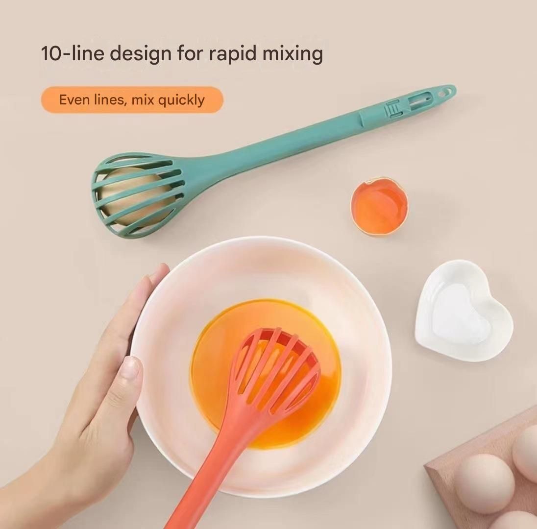 Red 2-Piece 3-in-1 Multi-Functional Egg Whisk & Food Tongs Set — image 3