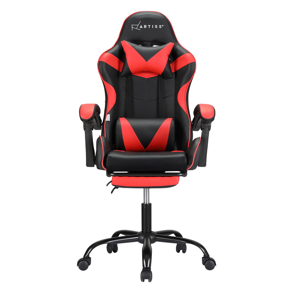 Artiss 2 Point Massage Gaming Office Chair Footrest Red โ image 3