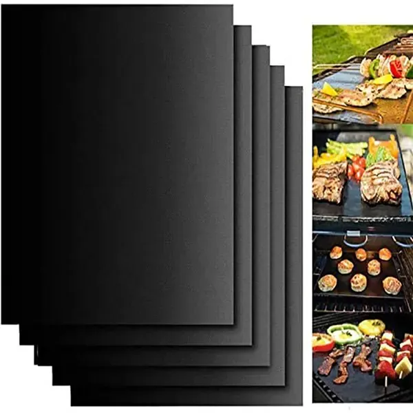 5 Pack BBQ Grill Mats, Non-Stick Reusable Teflon Sheets for Gas, Charcoal and Electric Grills or Ovens, Black, 40 x 33 cm โ image 3