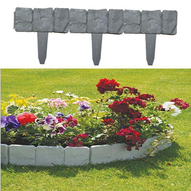 20pcs Garden Fence Edging Plastic Lawn Border for Outdoor Yard Flower Bed - Grey โ image 4