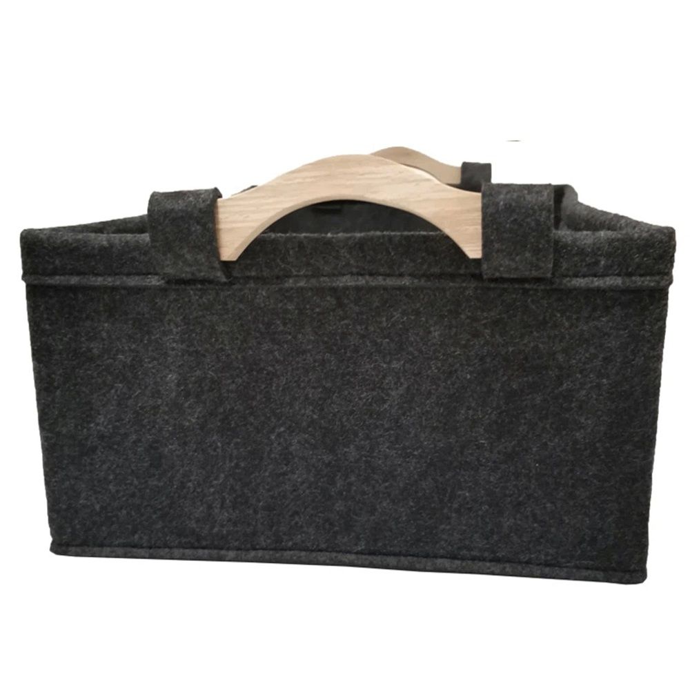 Small Storage Baskets Felt Rectangle Basket Storage Bins for Record Cord Books Video Electronics Items Remote TV Cabinet Organizer with Handles(dark gray S — image 3