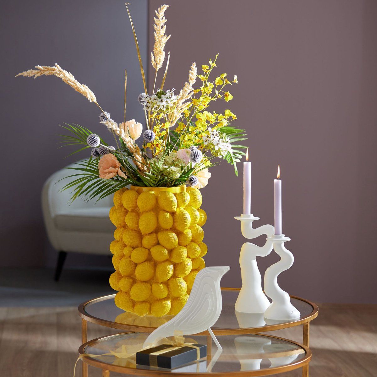 31 cm Yellow Lemon-Shaped Decorative Flower Vase, Botanical Home Decor — image 3