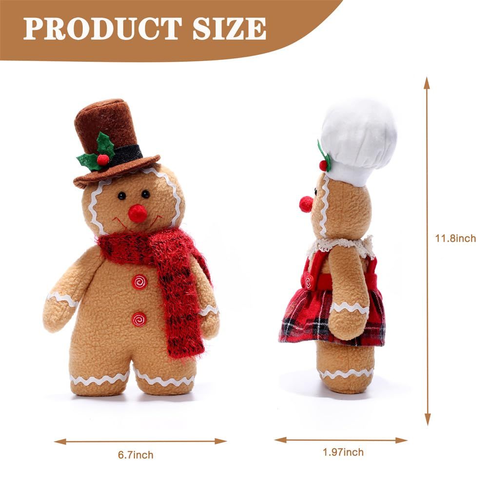 Gingerbread Plush Stuffed Animal, Gingerbread Man Plush Toys (Boy+Girl) — image 4