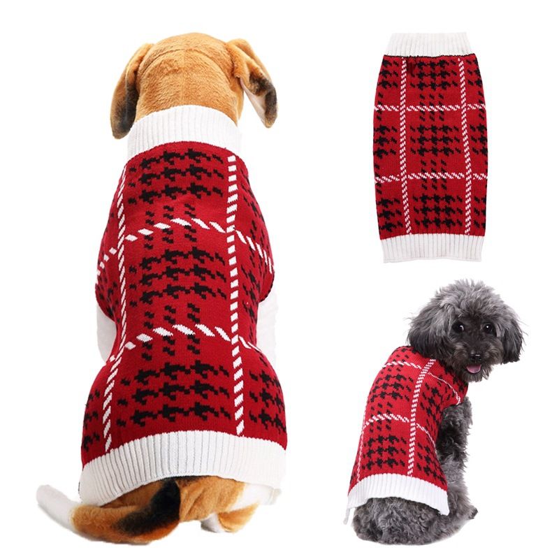 Dog Sweater Acrylic Knit Christmas European and American large lattice XXS