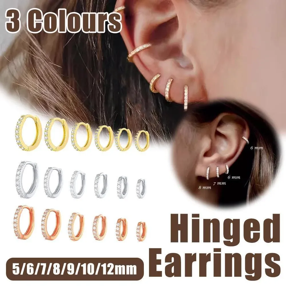 7sizes Hoop Earring Silver Zirconia Ear Huggie Hoop Cartilage Piercing Jewellery - Silver-5mm โ image 2
