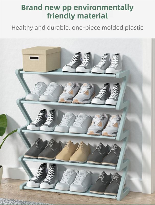 Grey Stable Z-Shaped 4-Tier Shoe Rack(51x45CM) - Waterproof Cloth & Sturdy Steel Pipe, Easy Assembly & Space Saving for Dormitory & Small Apartments — image 4