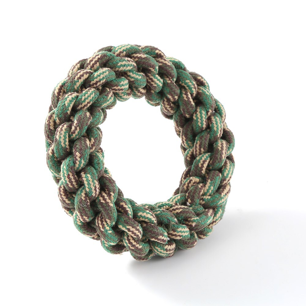 2 x Dog Toy Cotton Rope Braided Ring Pet Toy Chew Rope Play Dental โ image 3