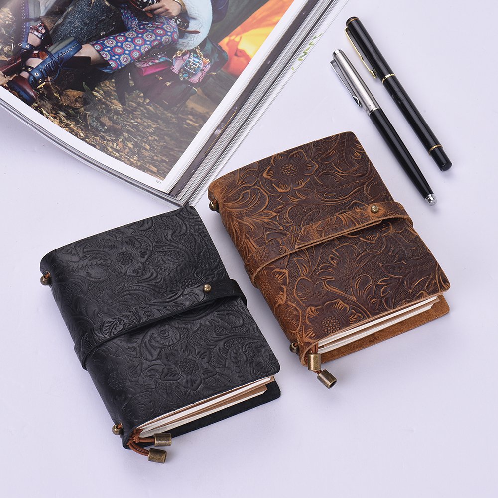 Leather Vintage Embossed Pattern Travel Journal Notebook Lined Blank Grid Paper Diary Refillable Notepad Gift for Men & Women Sketching Writing โ image 6