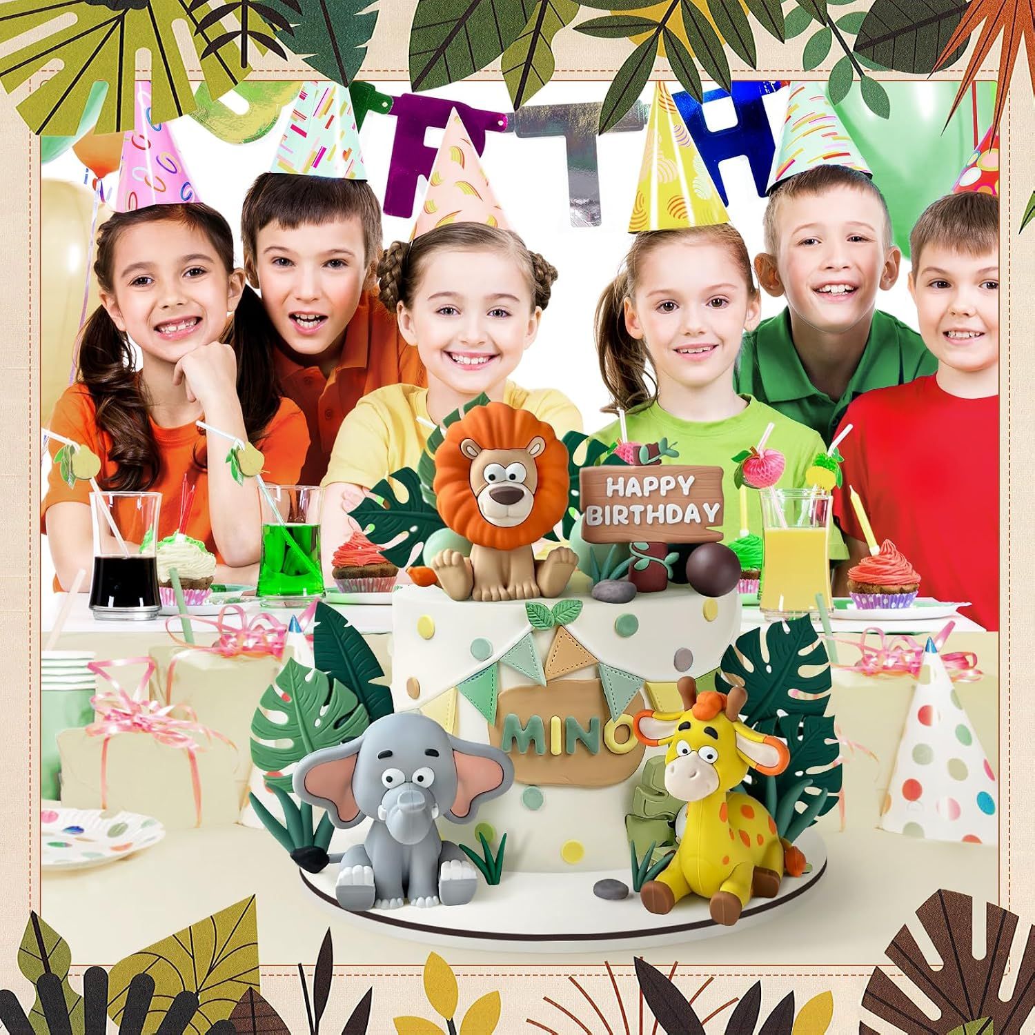 23 Piece Safari Cake Topper Set Jungle Animal Design — image 6
