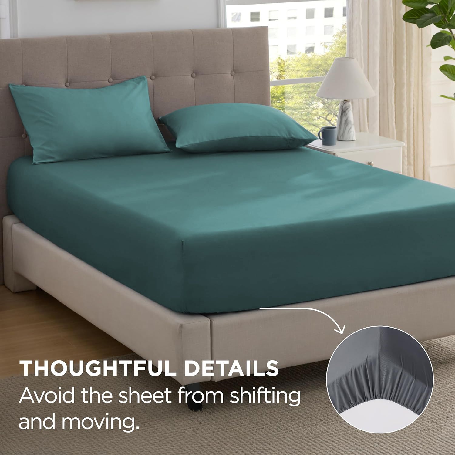 2000TC Hotel Quality Fitted Sheets - 2 Piece Fitted Sheets -Breathable Bedding - Wrinkle, Fade, Stain Resistant- 16inch/40cm Deep Pocket Fitted Bed — image 4