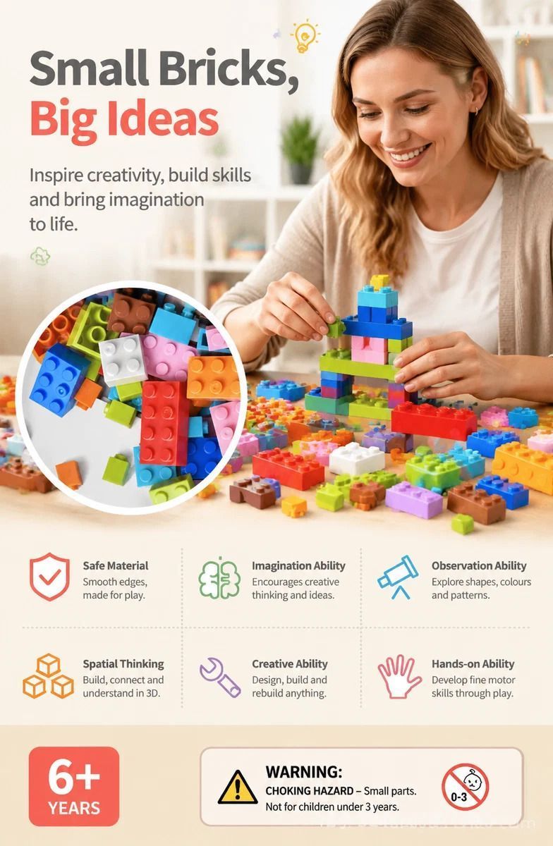 Gift-Worthy Mini Building Blocks DIY Puzzle Toy, 200pcs Color Box Pack (Separater & Instruction Included) — image 4