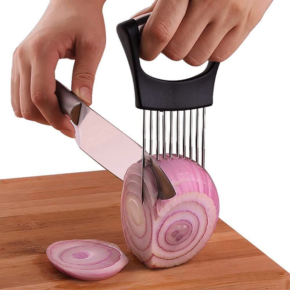 2 pack Onion Cut Tomato Slicer Lemon Handy Kitchen Slicing Tool With 10 Even Prongs For Onion Lemon Potato Tomato Slices And Can Be Used To Assist In Cutting — image 2