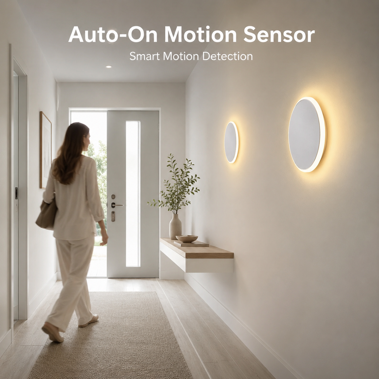 Magnetic Round LED Wall Lamp, Hardwired, White 20cm, Touch Control, 3 Color Lighting, Modern Disc Wall Sconce — image 4