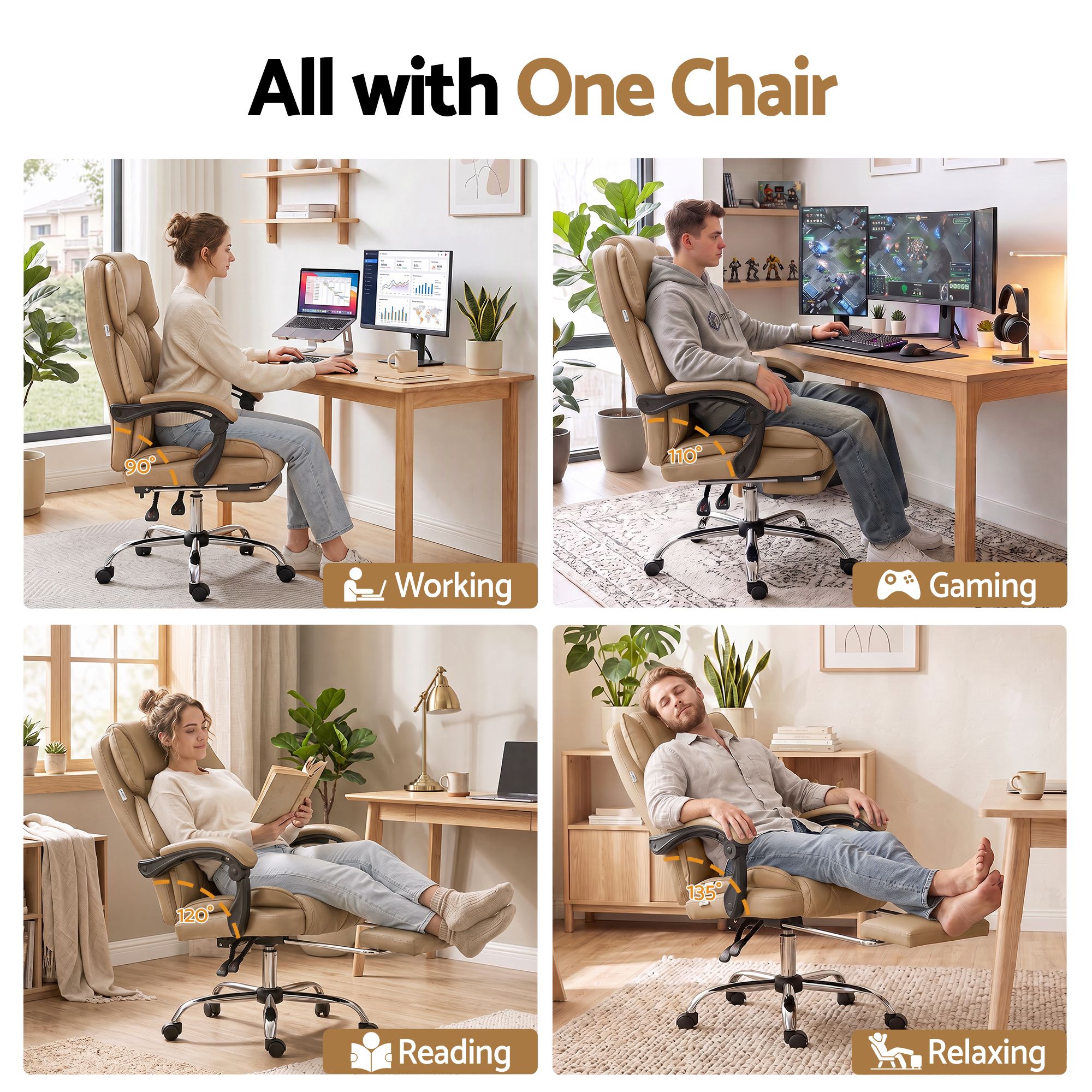Artiss Executive Office Chair Leather Footrest Espresso โ image 5