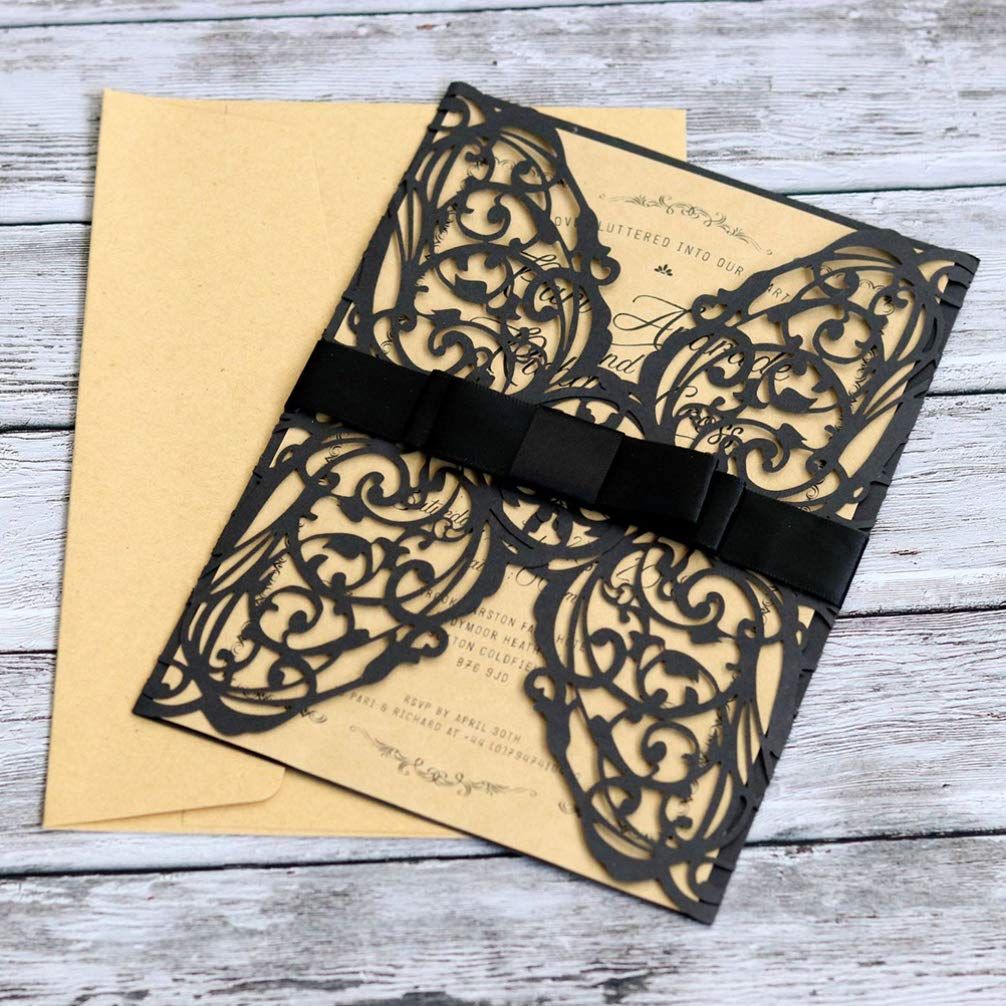 2Pcs Party Invitations, Halloween Cards Laser Cut Invitation Cards Black Hollow Invitations Kits Halloween Design Cards โ image 4