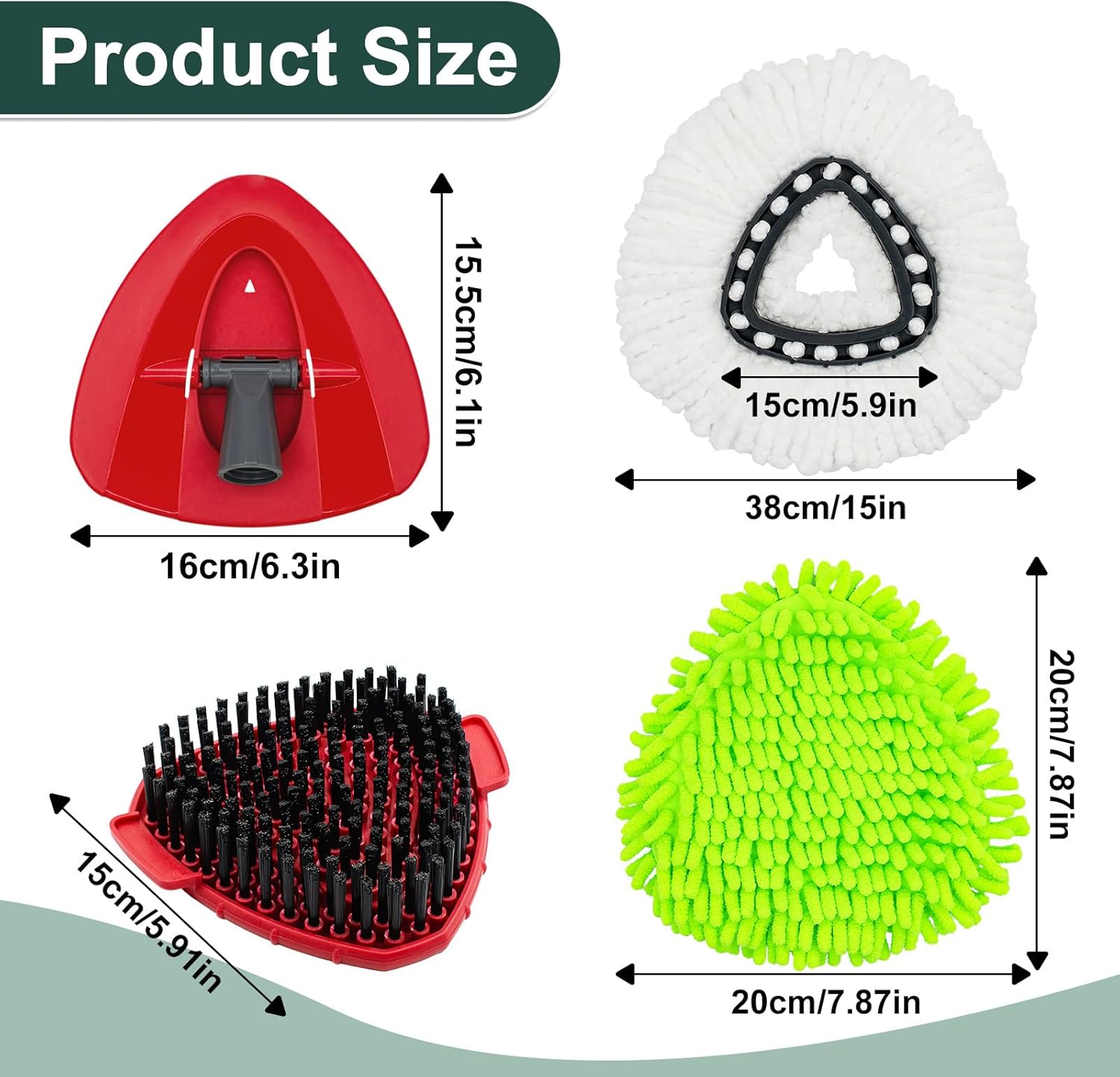Mop Head Replacement for O Cedar, Spin Mop Replacement Head for Ocedar Easywring 1 Tank System, Mop Heads Includeds 4 Mop Replacement Heads, 1 Spin Scrub Brush — image 3