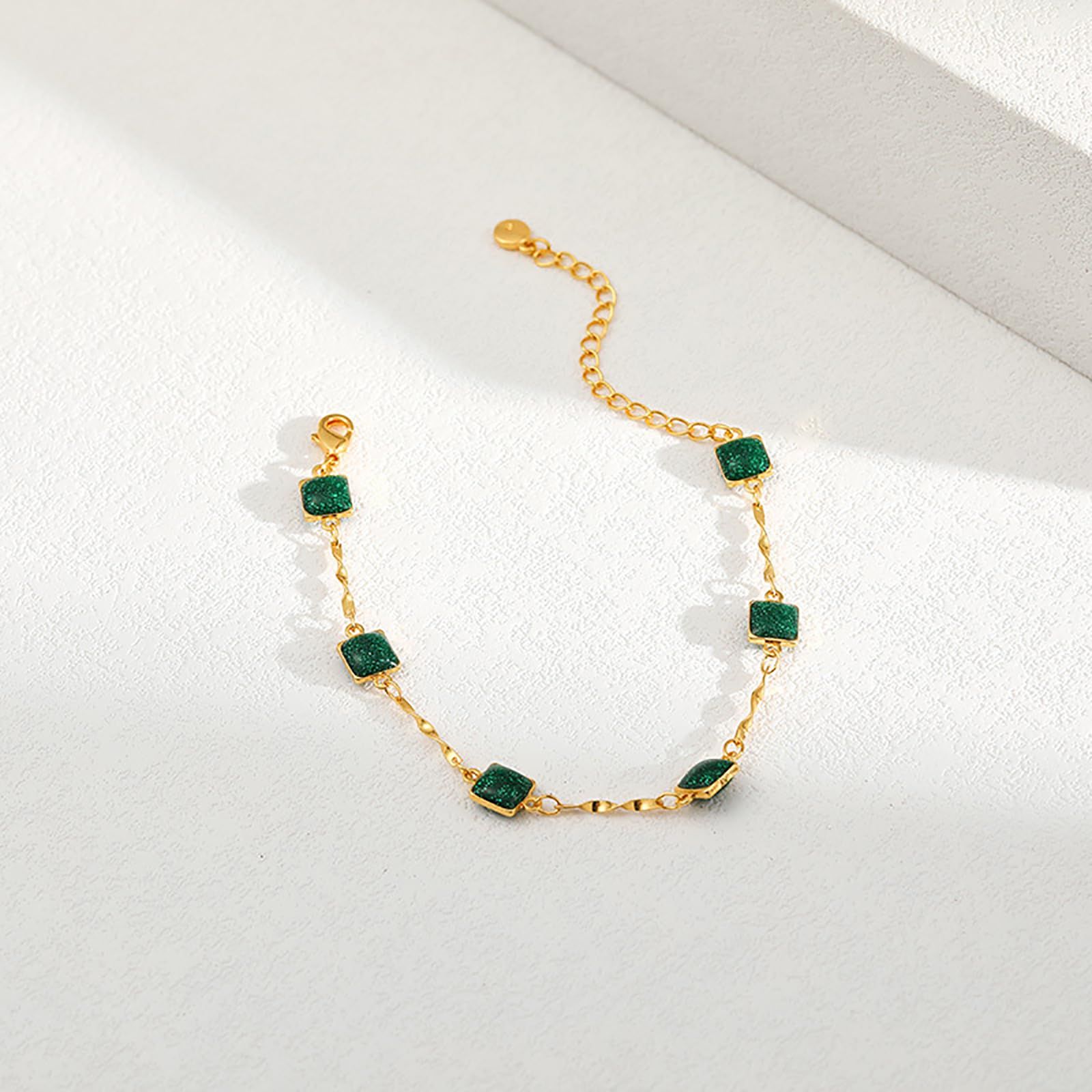 Emerald Bracelet for Women Plated Dainty Gold Emerald Green Bracelet for Women Teen Girls Perfect for Gifting — image 3