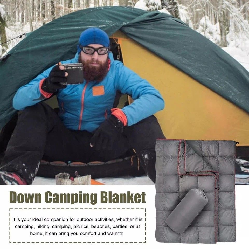 Down Camping Blanket Camping Hiking Puffy down Blanket Packable Lightweight GRAY — image 4
