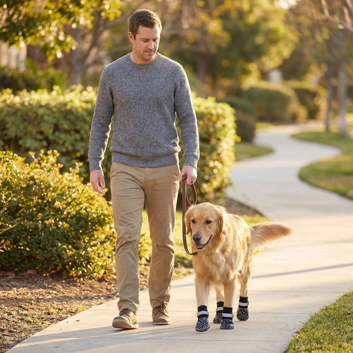 Anti-Slip Dog Socks with Adjustable Velcro, Non-Slip Grip Paw Protector for Indoor Floors & Outdoor Walks, Soft Breathable Pet Booties with Reflective Strips — image 4